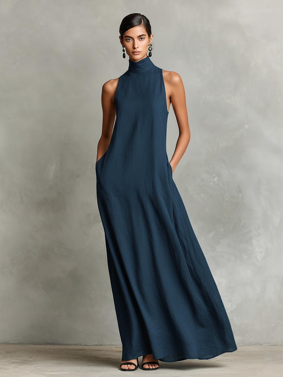 Catherine | Vestido largo negro minimalista