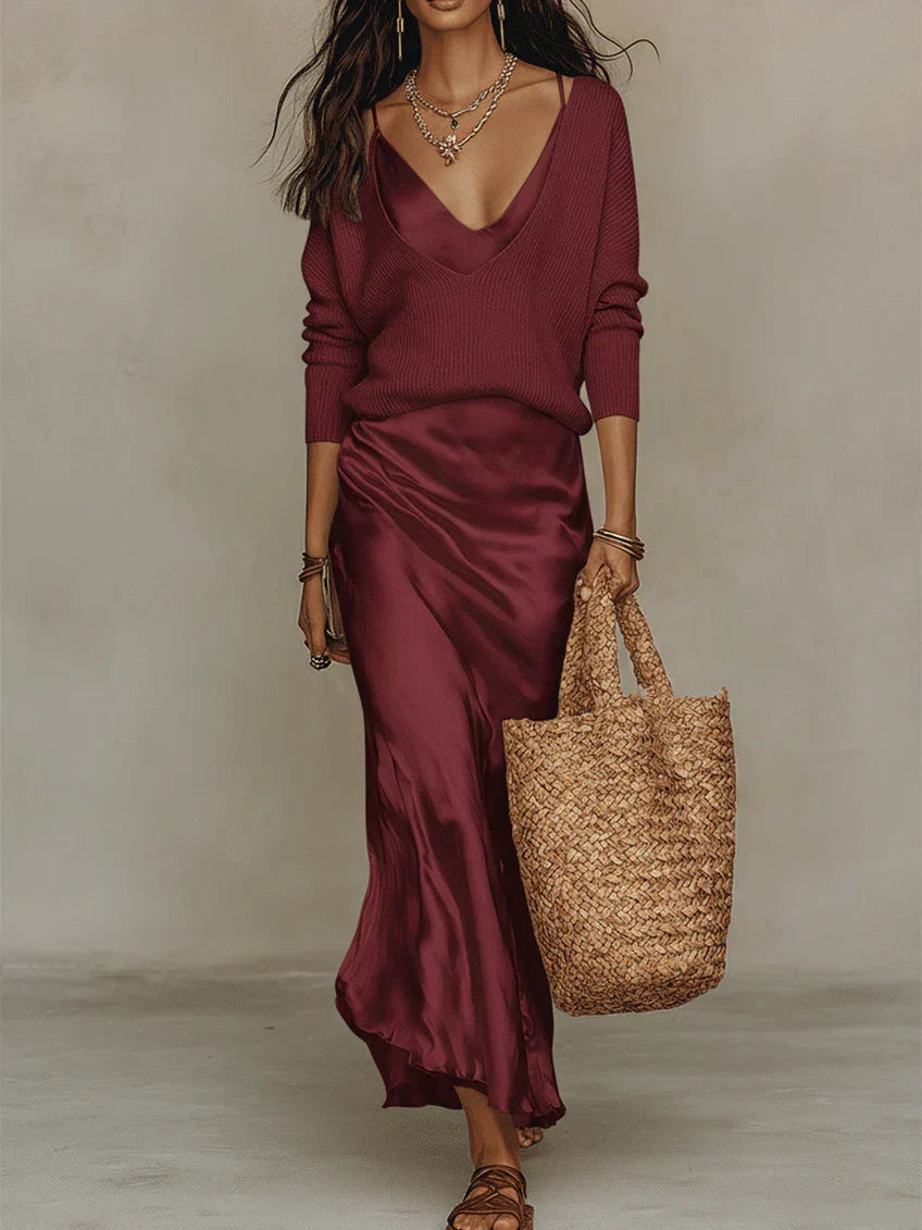 Anaïs™ | Vestido midi satinado elegante