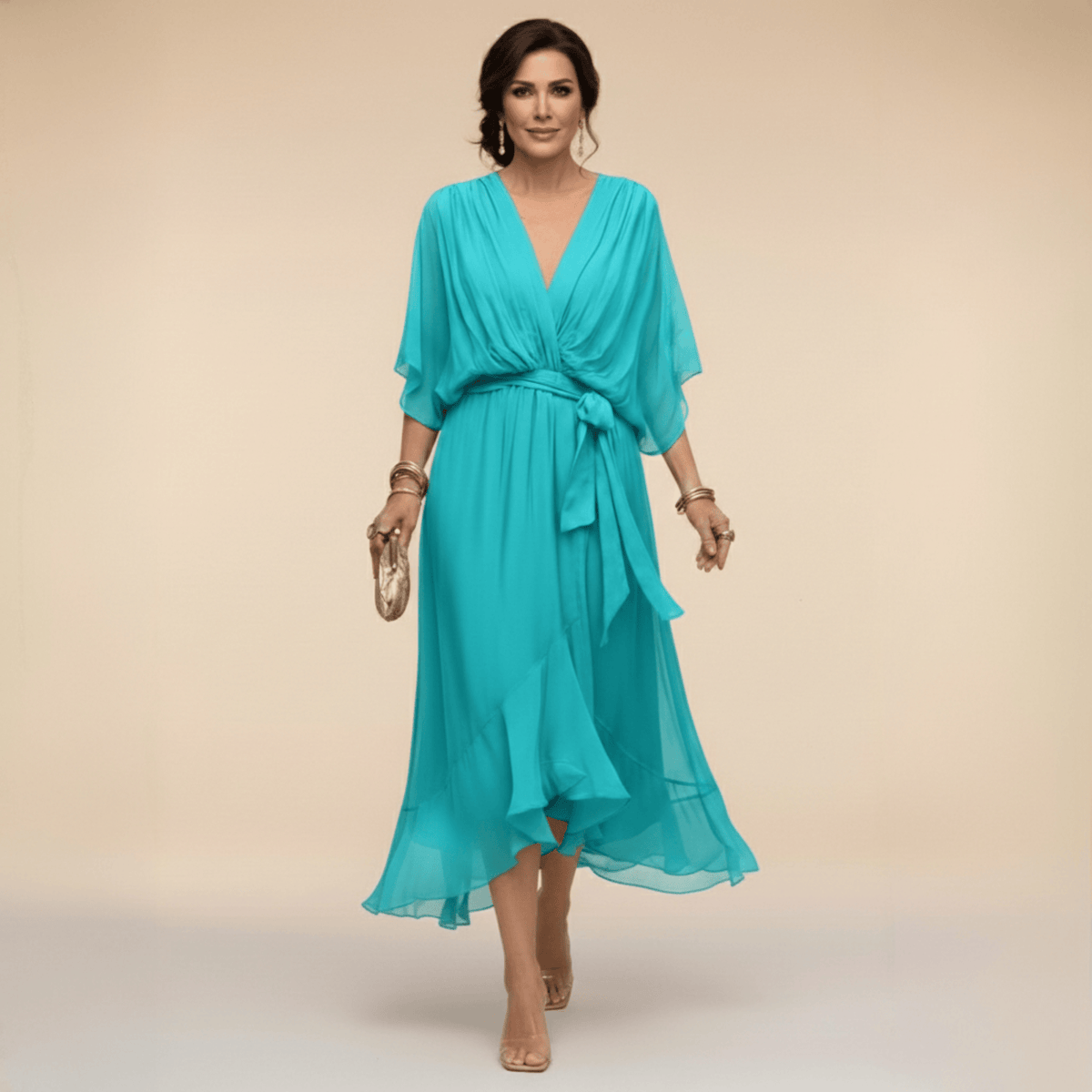 Laura™ | Vestido de chiffon con escote en V