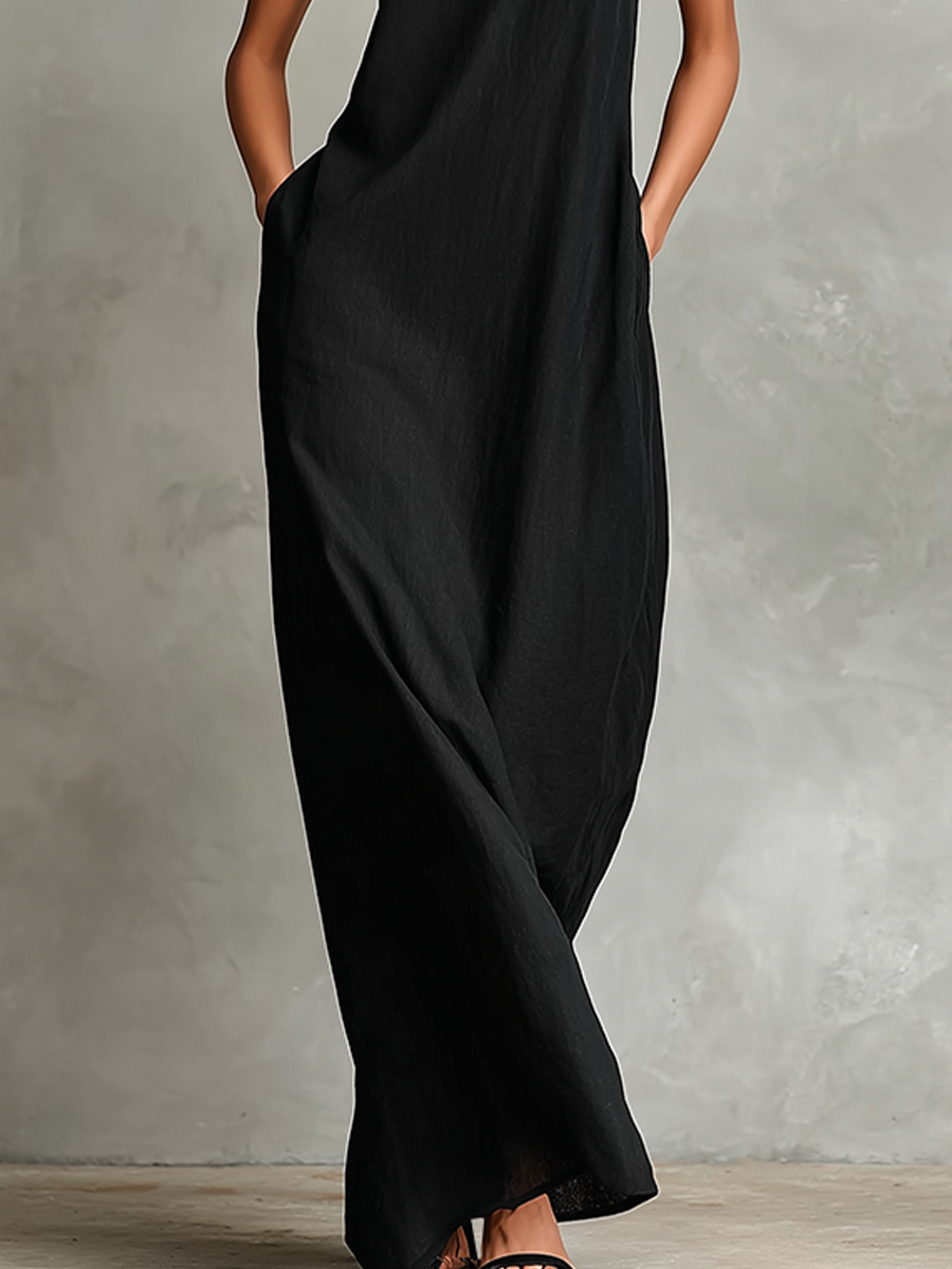 Catherine | Vestido largo negro minimalista