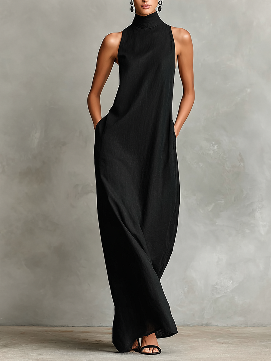 Catherine | Vestido largo negro minimalista