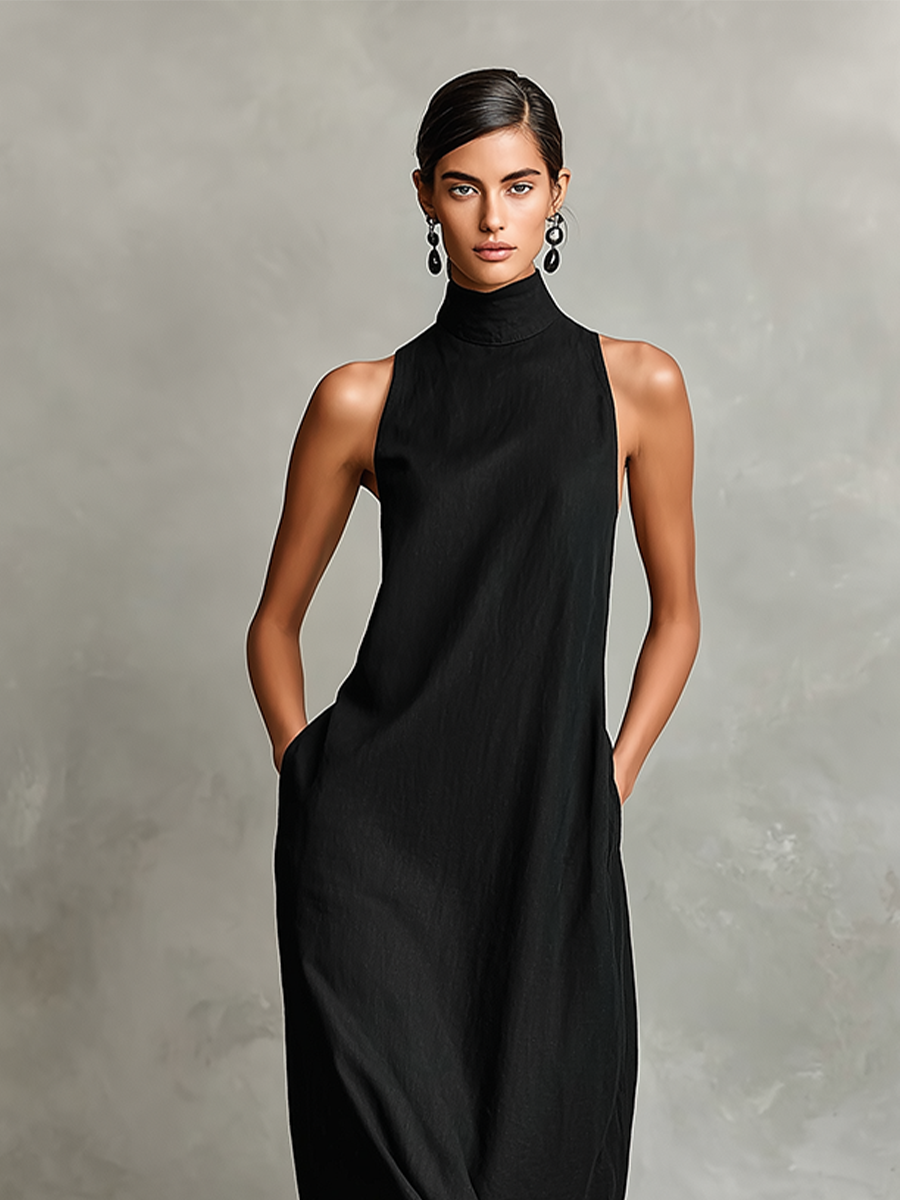 Catherine | Vestido largo negro minimalista