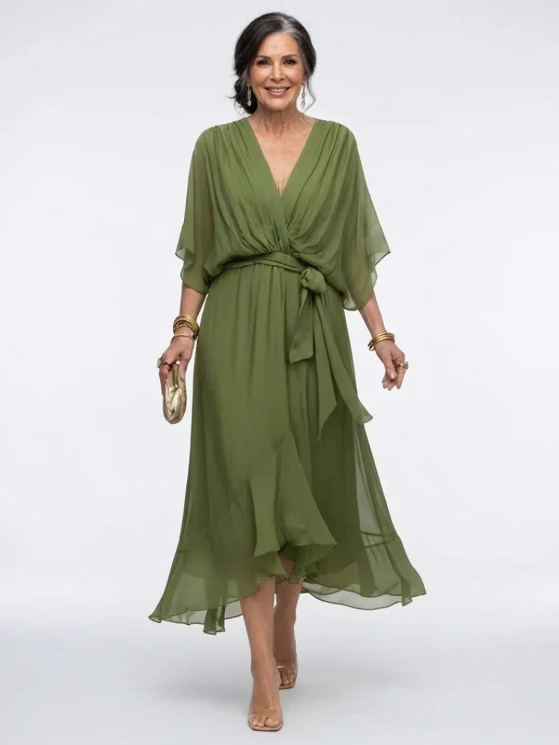 Laura™ | Vestido de chiffon con escote en V