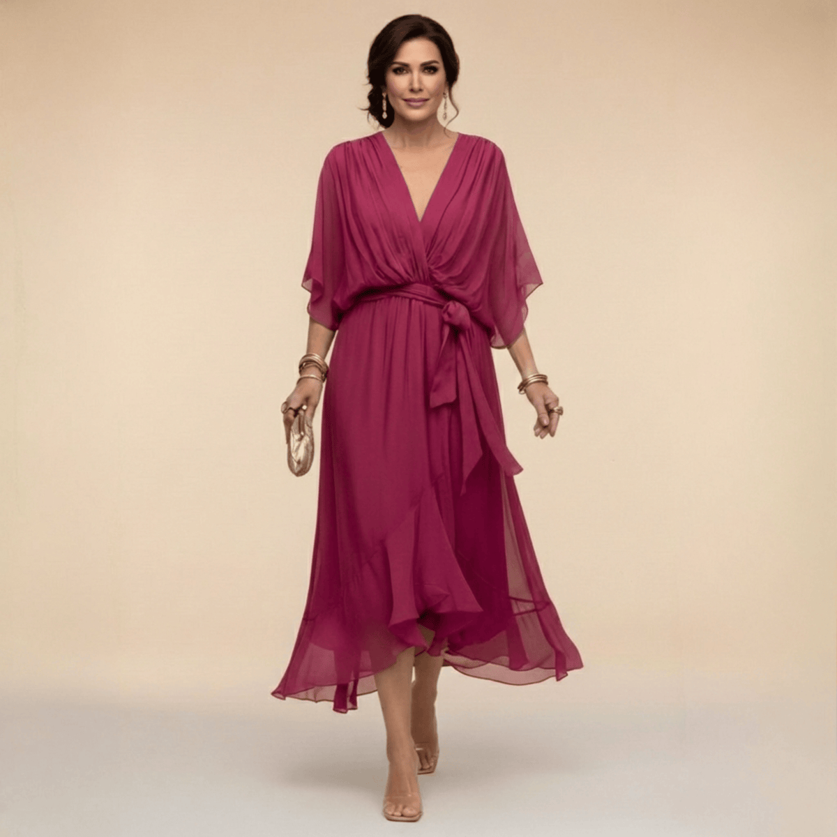 Laura™ | Vestido de chiffon con escote en V