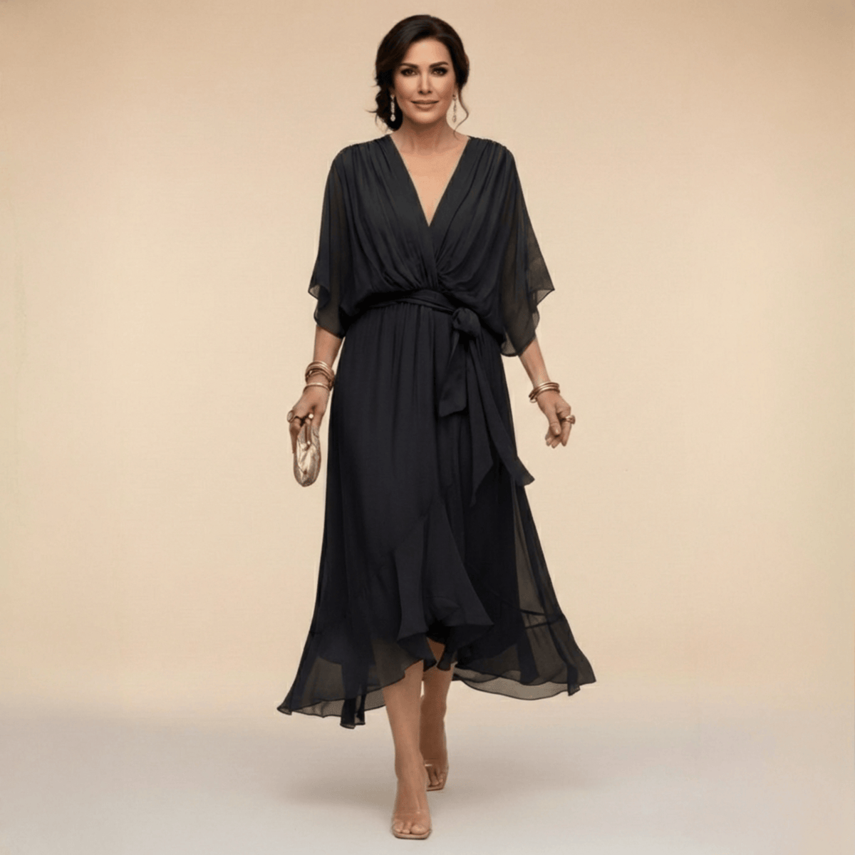 Laura™ | Vestido de chiffon con escote en V
