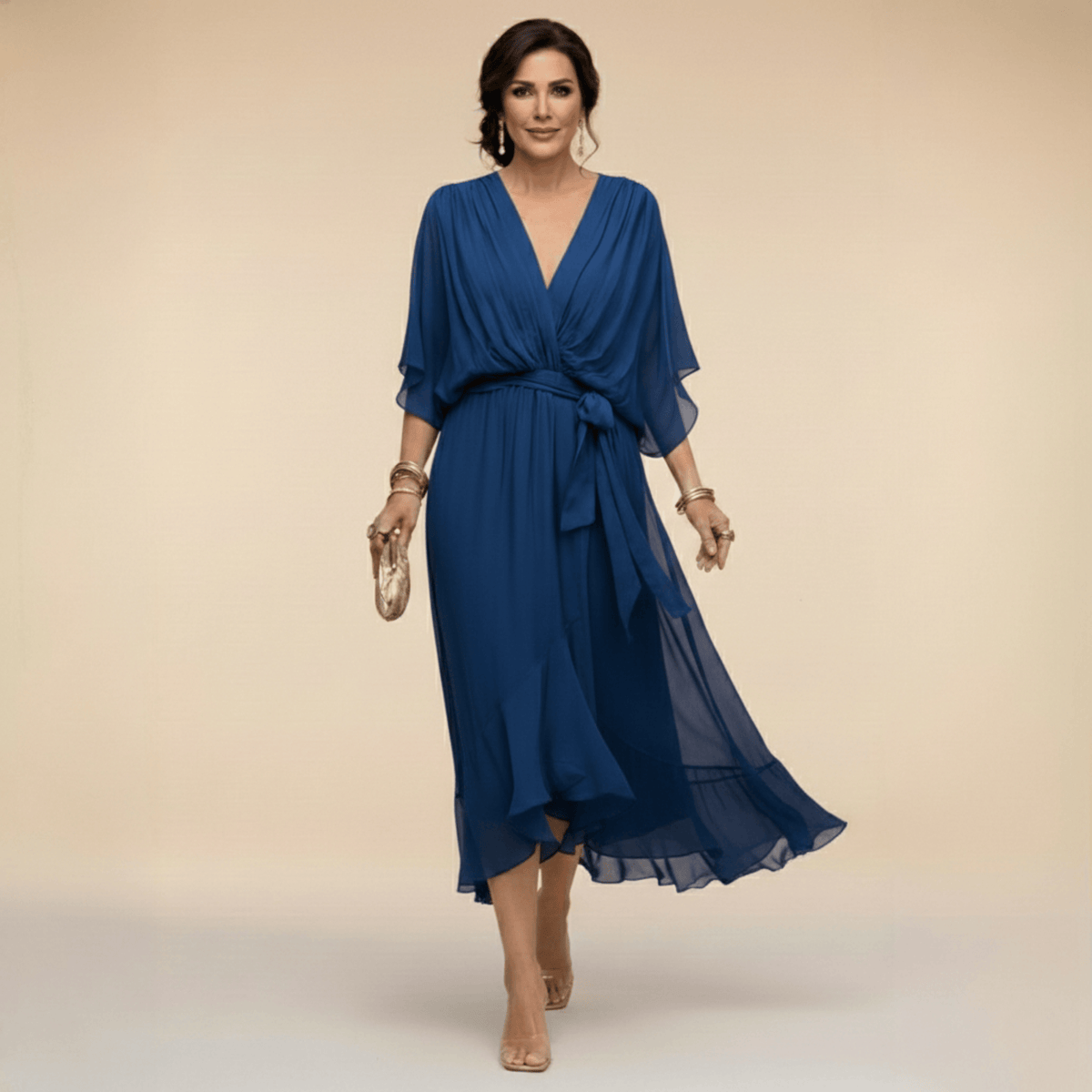 Laura™ | Vestido de chiffon con escote en V