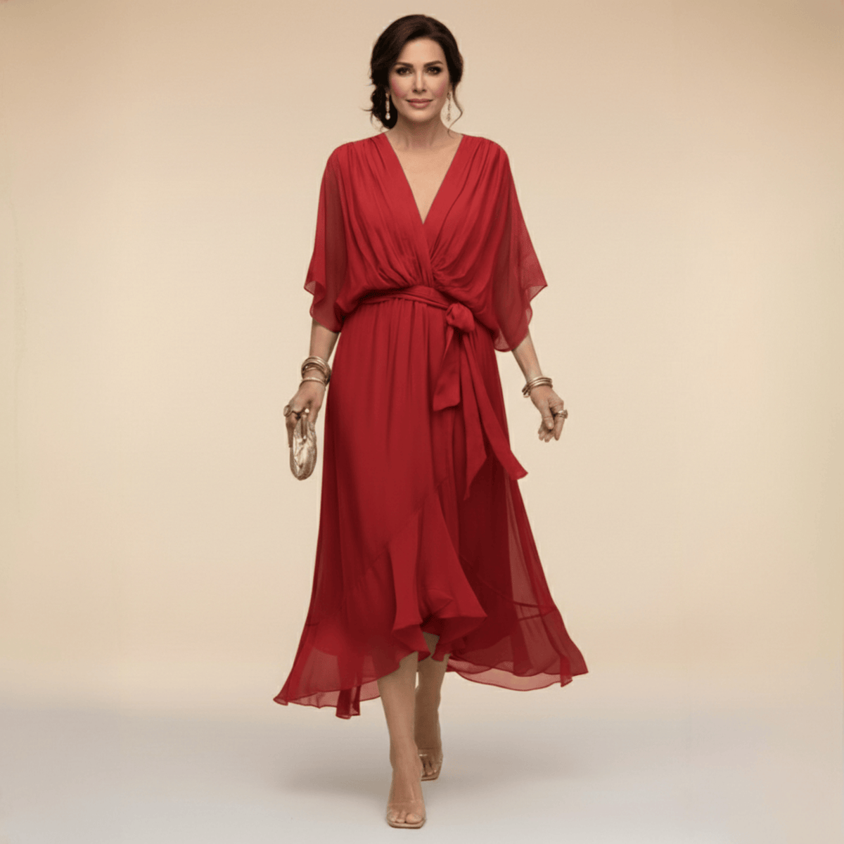Laura™ | Vestido de chiffon con escote en V