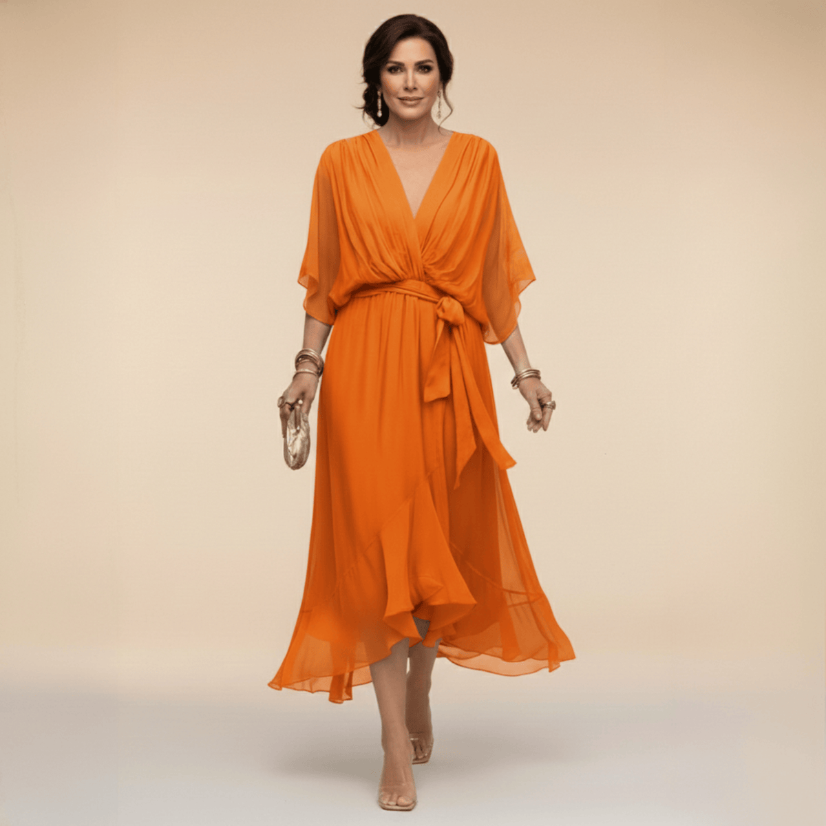 Laura™ | Vestido de chiffon con escote en V