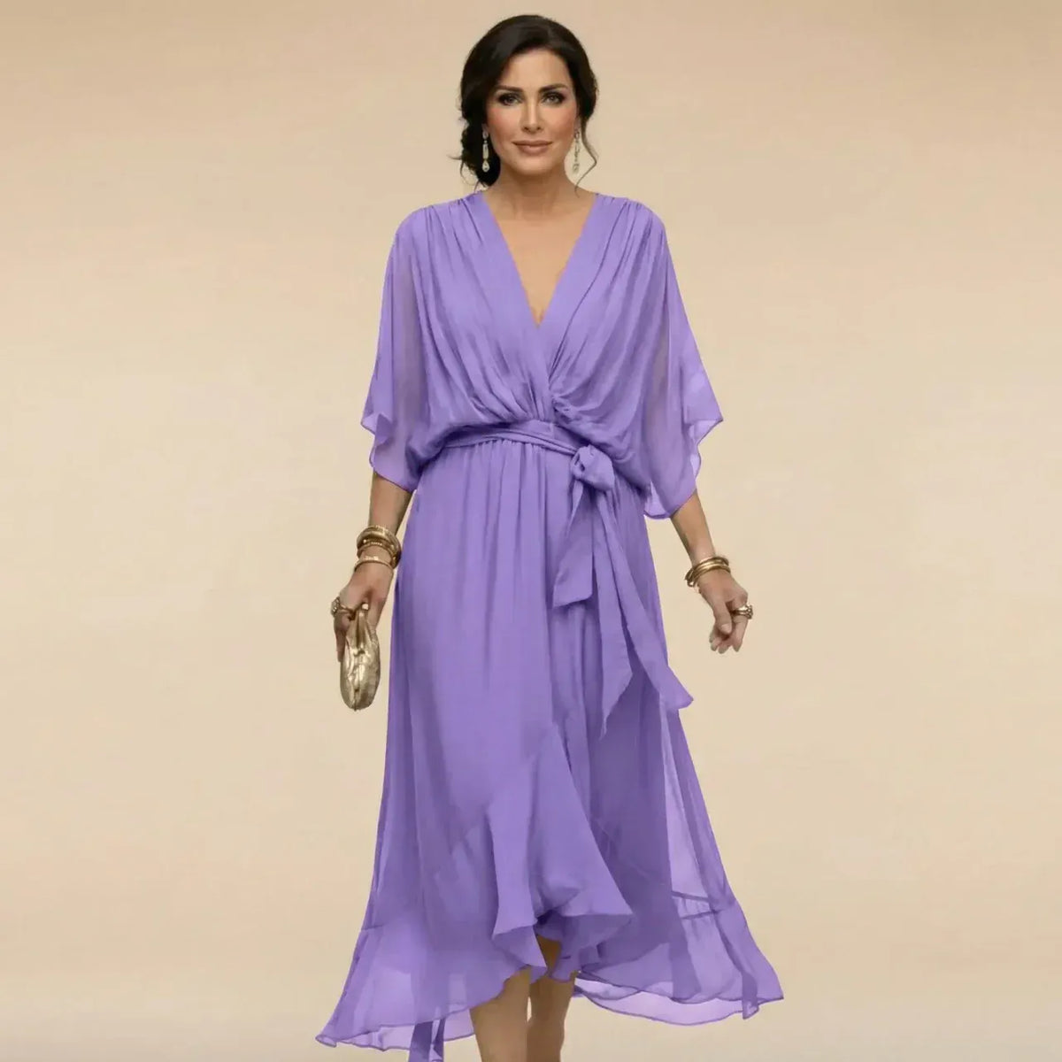 Laura™ | Vestido de chiffon con escote en V