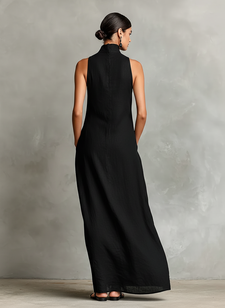 Catherine | Vestido largo negro minimalista