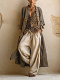 Laurence | Conjunto de tres piezas de lino y algodón con encanto bohemio natural