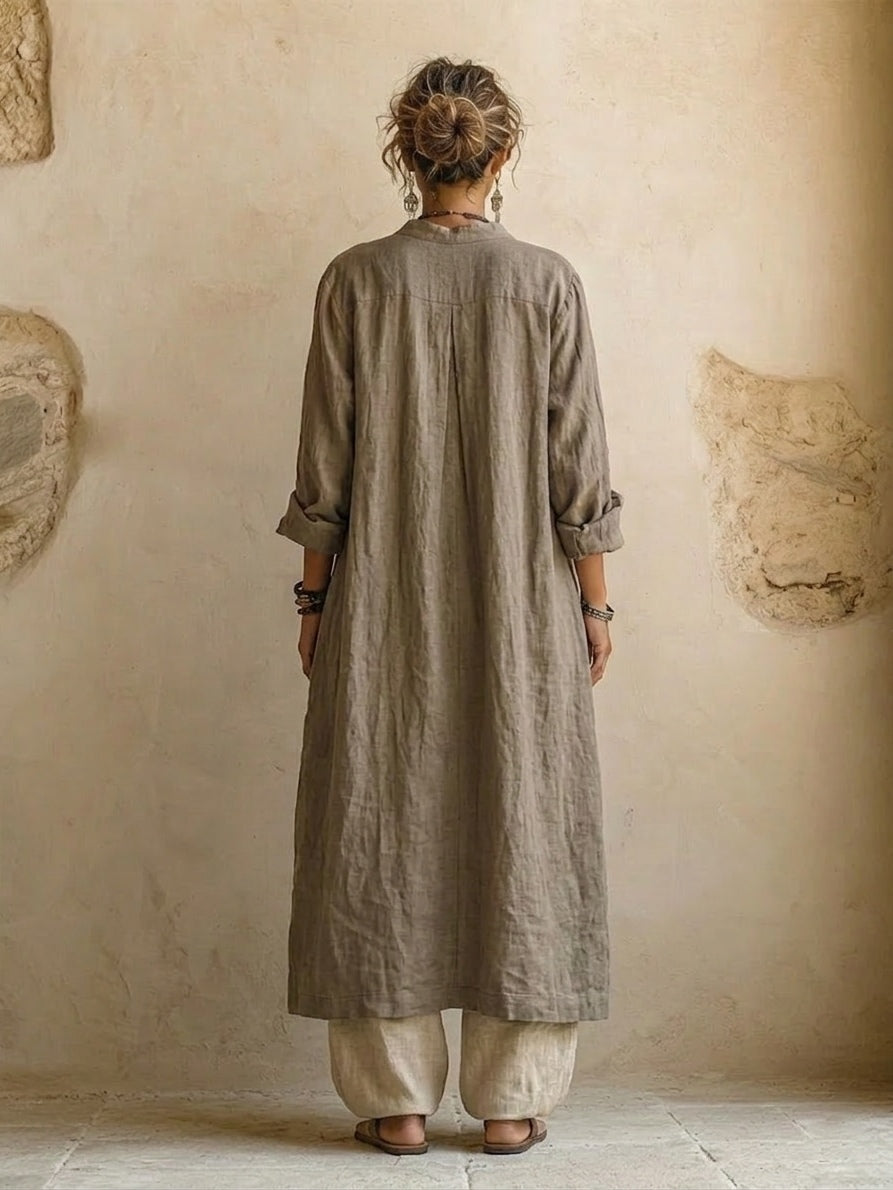 Laurence | Conjunto de tres piezas de lino y algodón con encanto bohemio natural