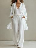 Isabelle | Conjunto de homewear de 3 piezas en lino casual