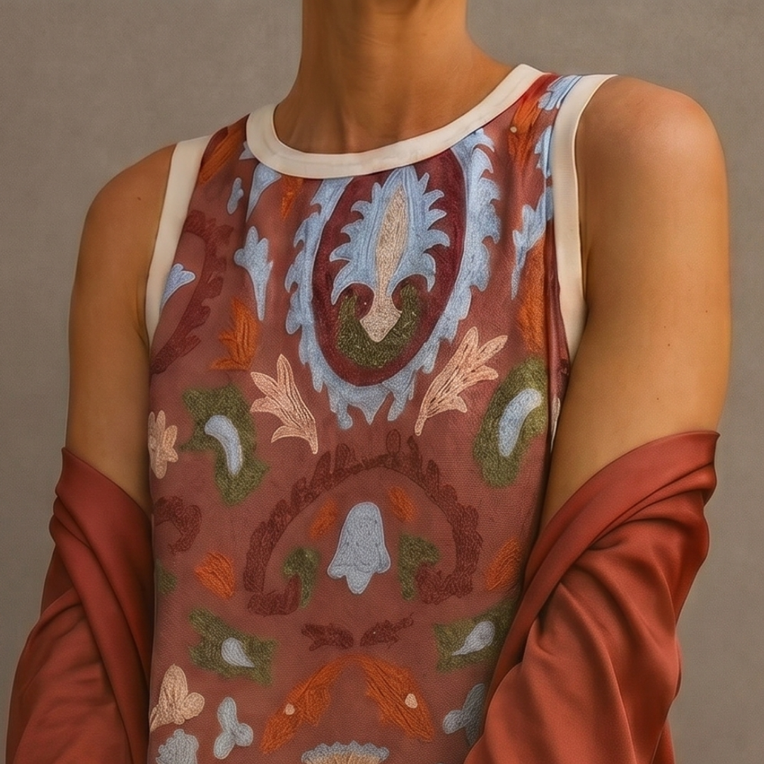 Danielle | Vestido largo estampado y chaleco a juego