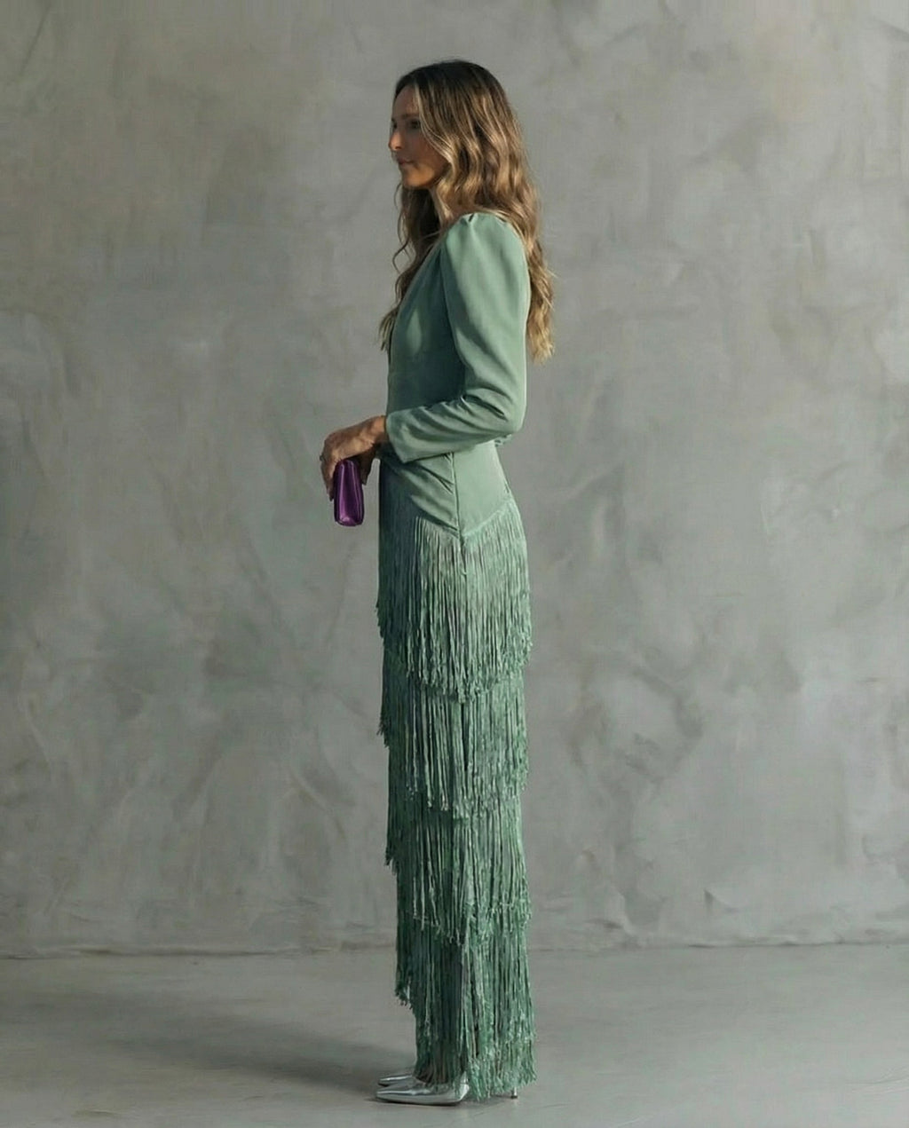 Claire™ | Vestido midi elegante con mangas de flecos