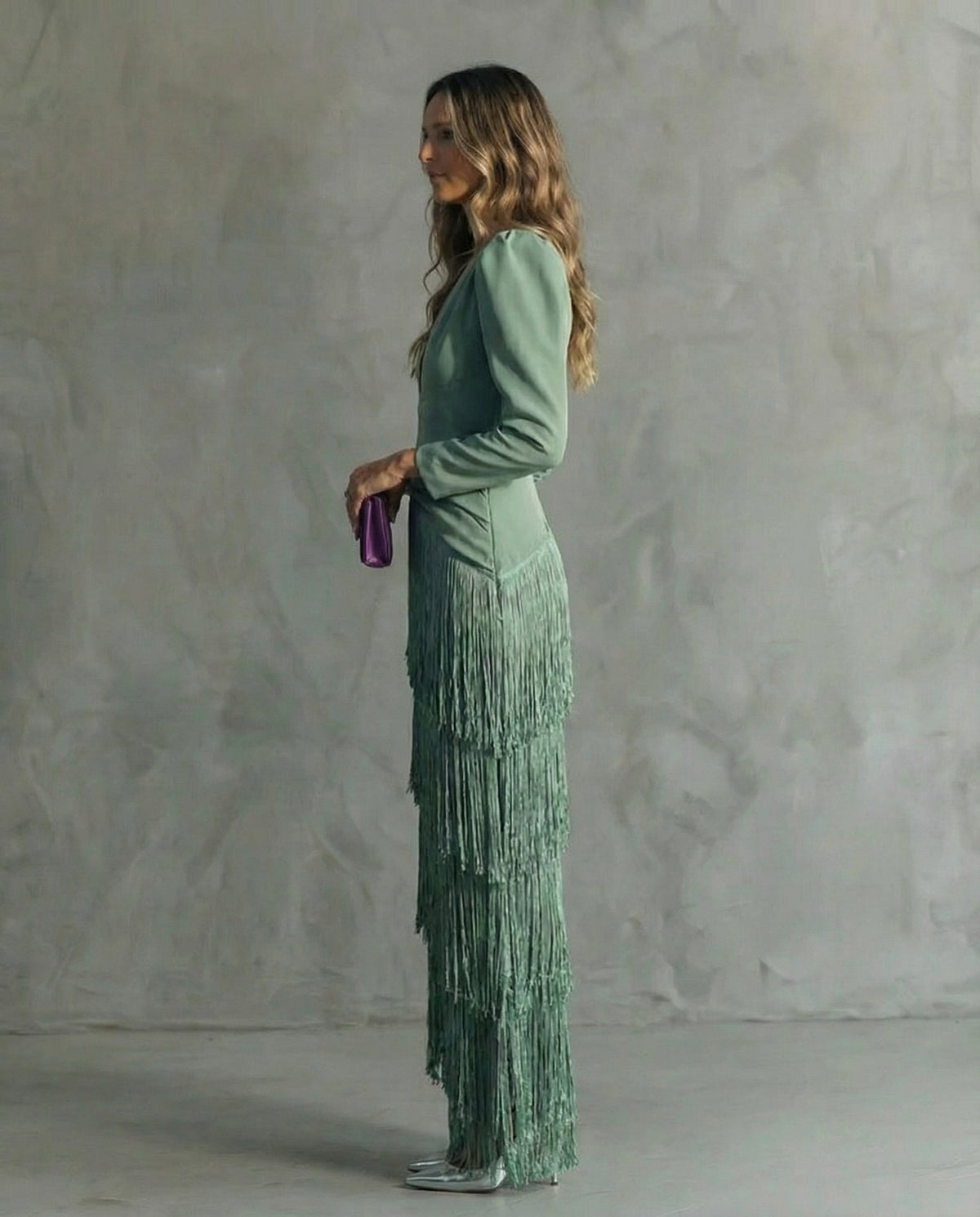 Claire™ | Vestido midi elegante con mangas de flecos
