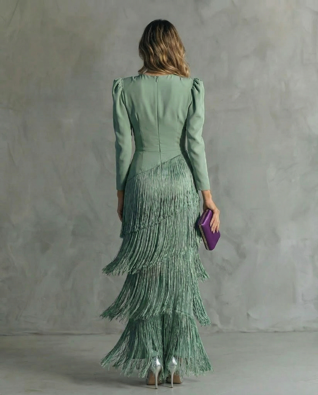 Claire™ | Vestido midi elegante con mangas de flecos