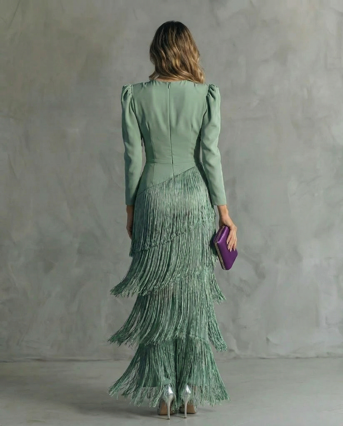 Claire™ | Vestido midi elegante con mangas de flecos