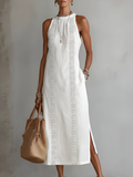 Amandine | El elegante vestido largo blanco de lino