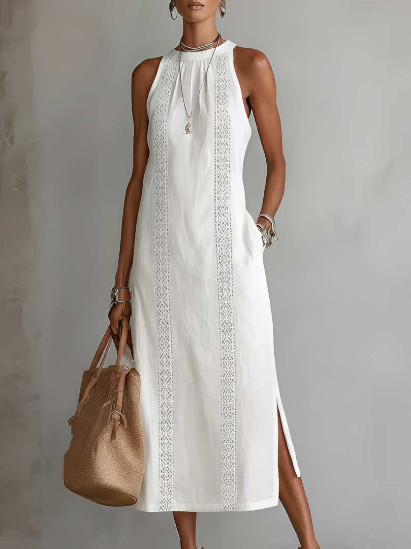 Amandine | El elegante vestido largo blanco de lino