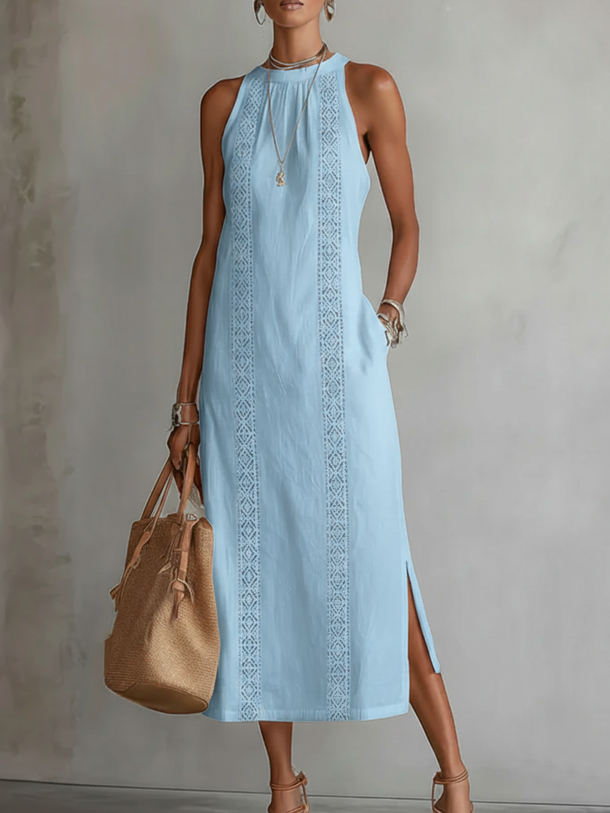 Amandine | El elegante vestido largo blanco de lino