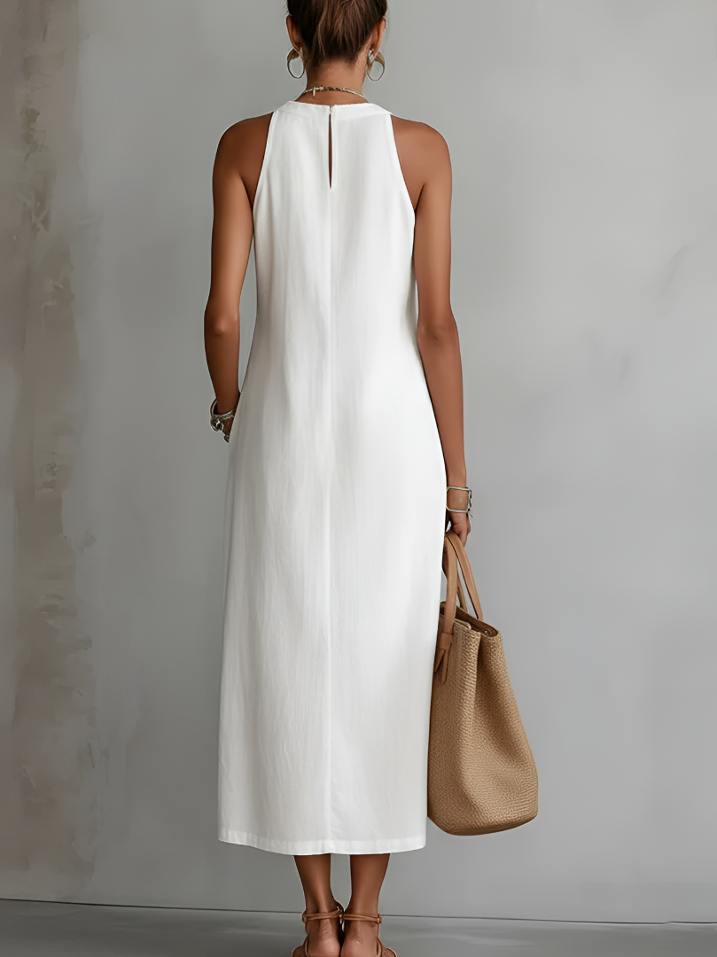 Amandine | El elegante vestido largo blanco de lino