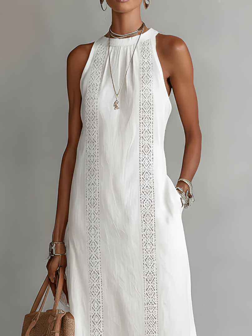 Amandine | El elegante vestido largo blanco de lino