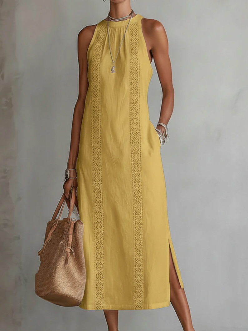 Amandine | El elegante vestido largo blanco de lino