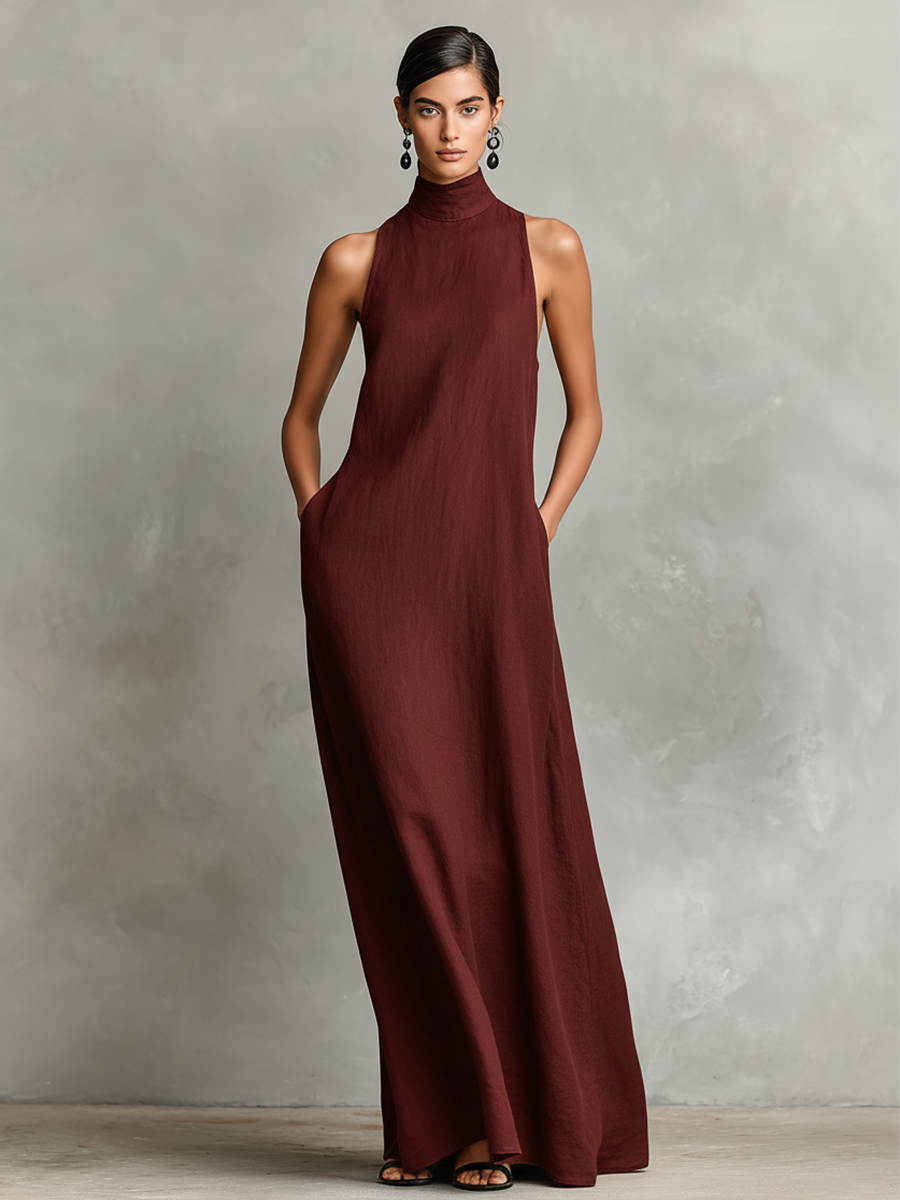 Catherine | Vestido largo negro minimalista
